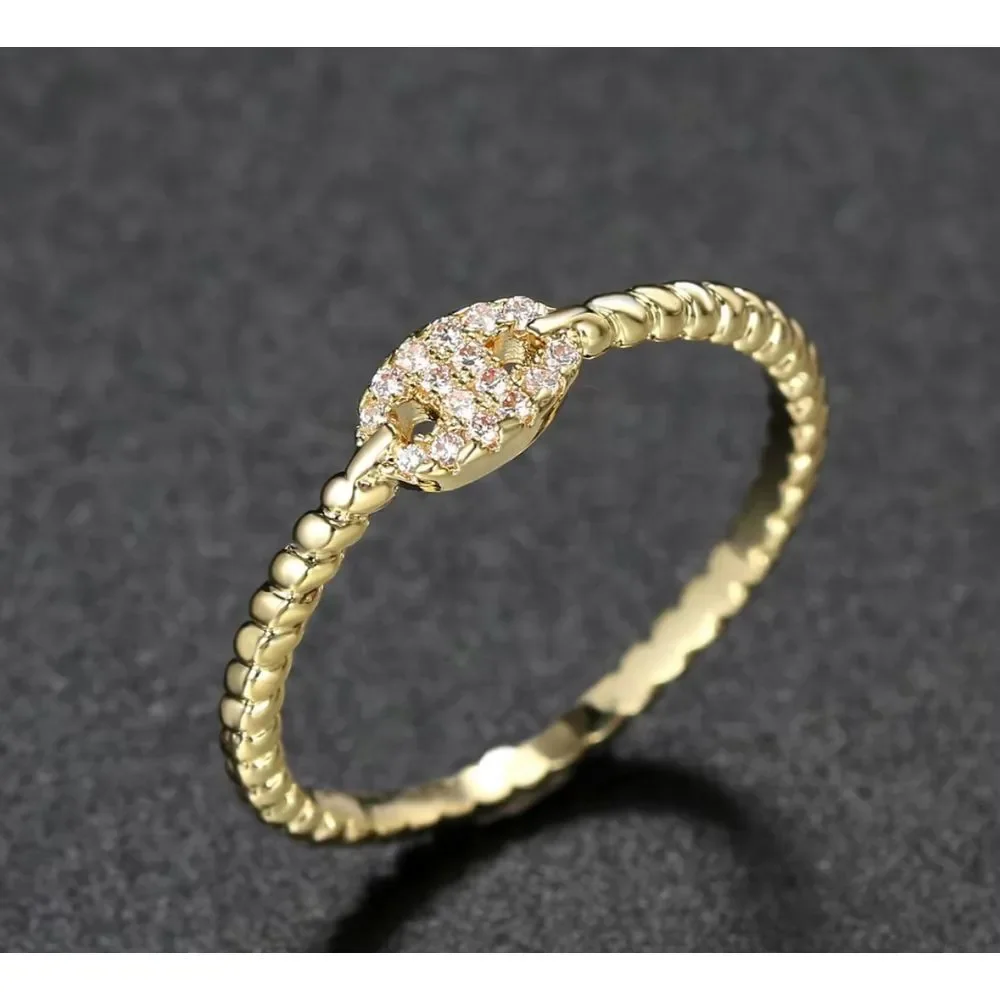 Bespoke Luxury 14k‎ Oval-Cut Diamond Simulate Gold Ring - Size 5